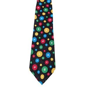 M&M's World Tie Mens OS Black Candy Las Vegas Novelty Polka Dot Silk Feel Fun